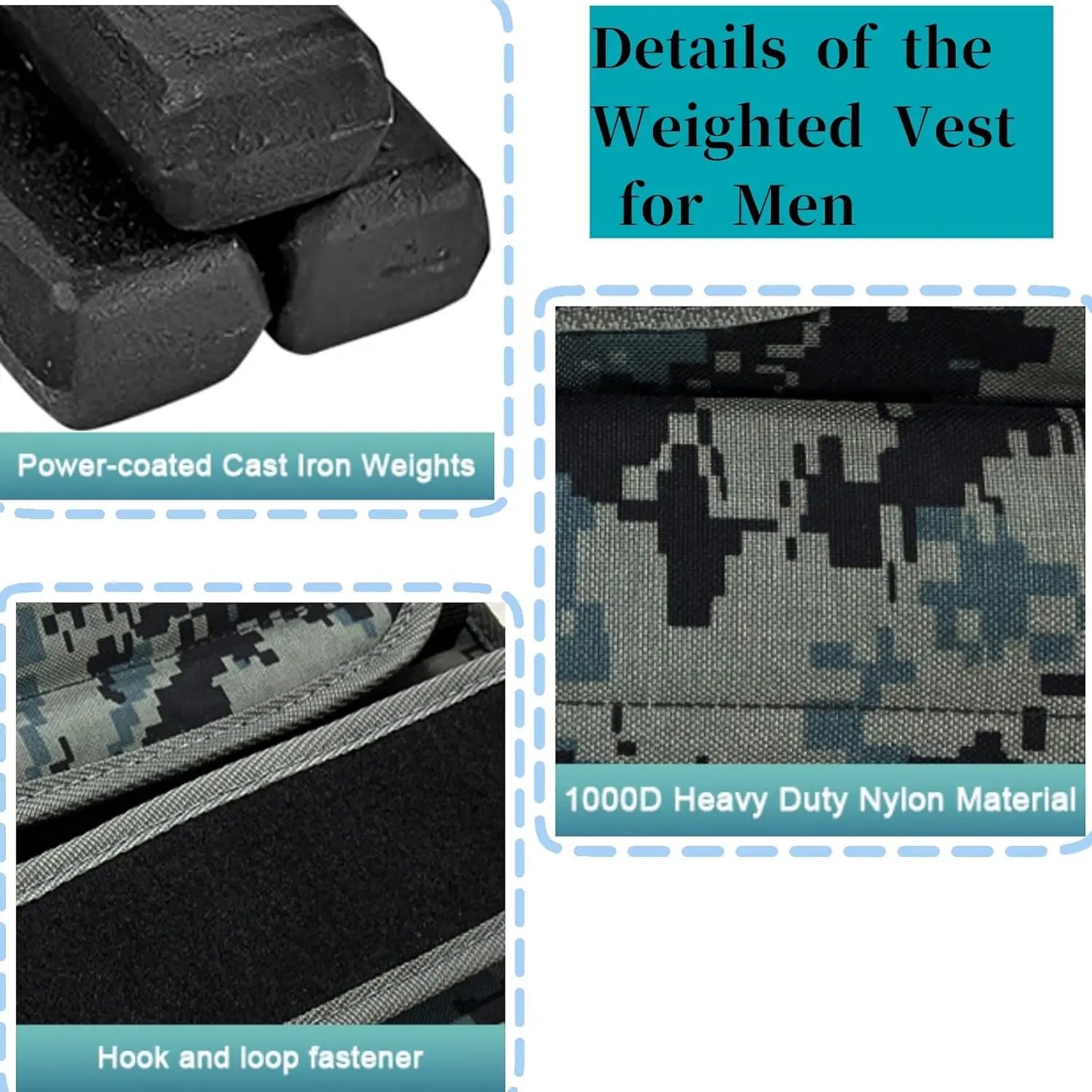 Men's Adjustable 44Lb Weight Vest For Strength Training