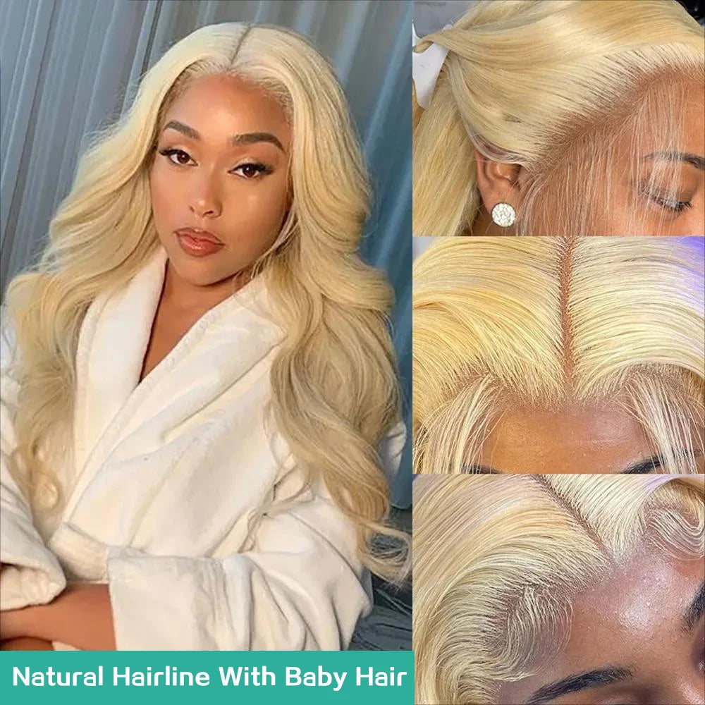 Blonde Body Wave Lace Front Wig HD Transparent 613 40 Inch