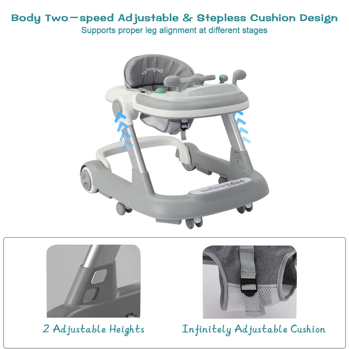 UBRAVOO Push Walker with Detachable Feeding and Music Trays