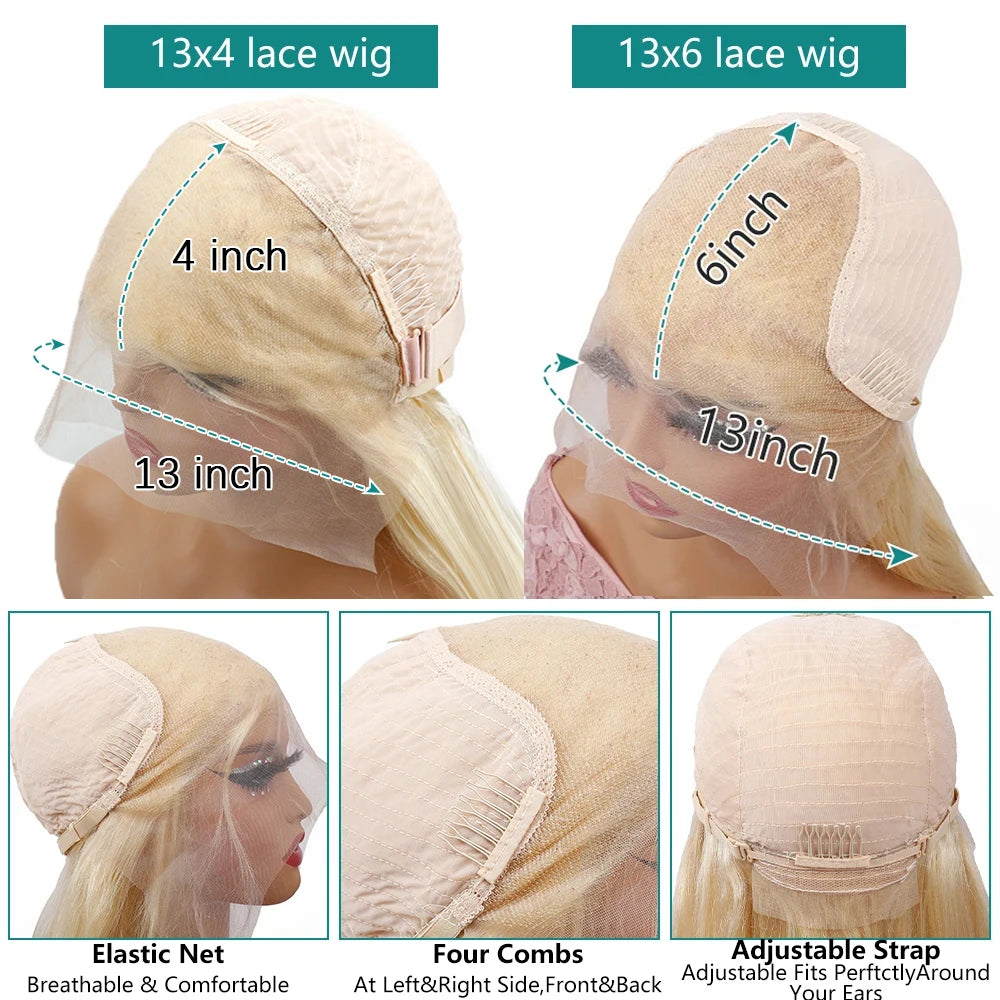 Blonde Body Wave Lace Front Wig HD Transparent 613 40 Inch