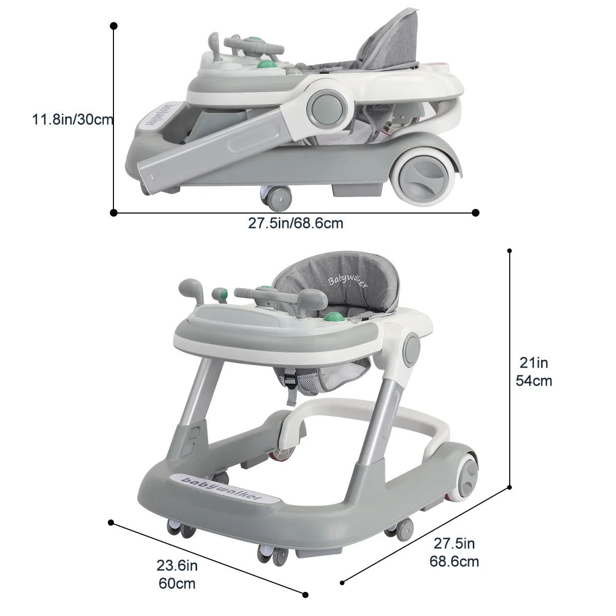 UBRAVOO Push Walker with Detachable Feeding and Music Trays