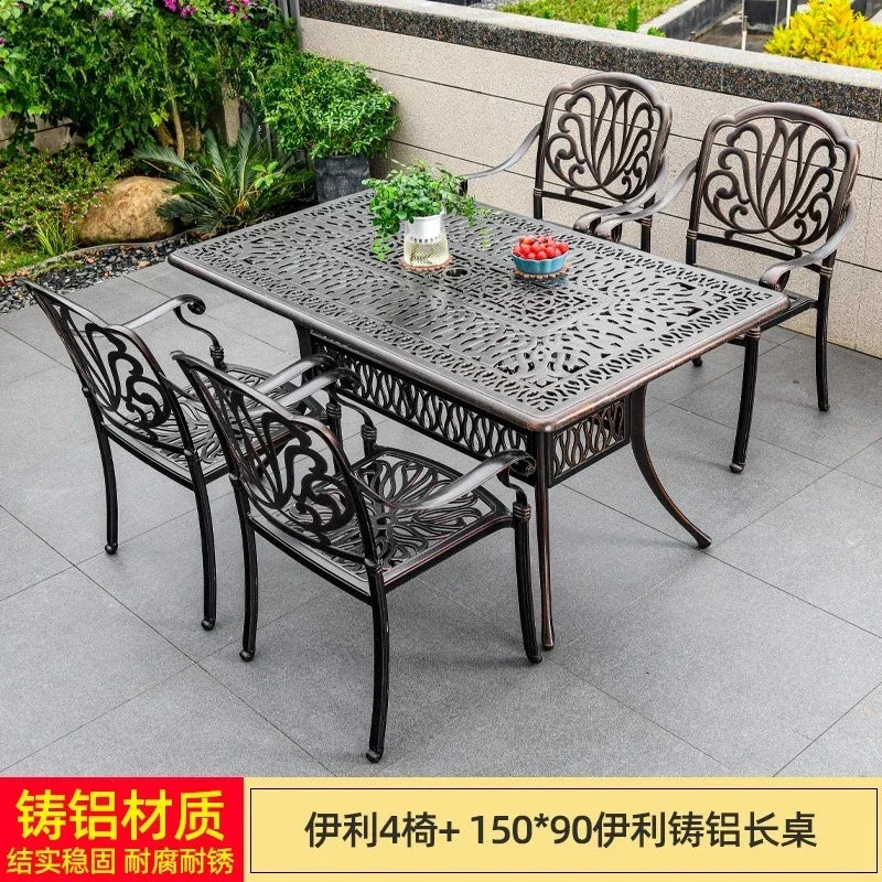 Waterproof Sunscreen Leisure Chairs Outdoor Metal Garden Furniture Set for Patio European Retro Style