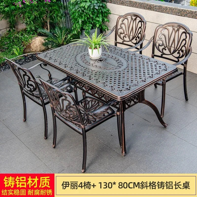 Waterproof Sunscreen Leisure Chairs Outdoor Metal Garden Furniture Set for Patio European Retro Style