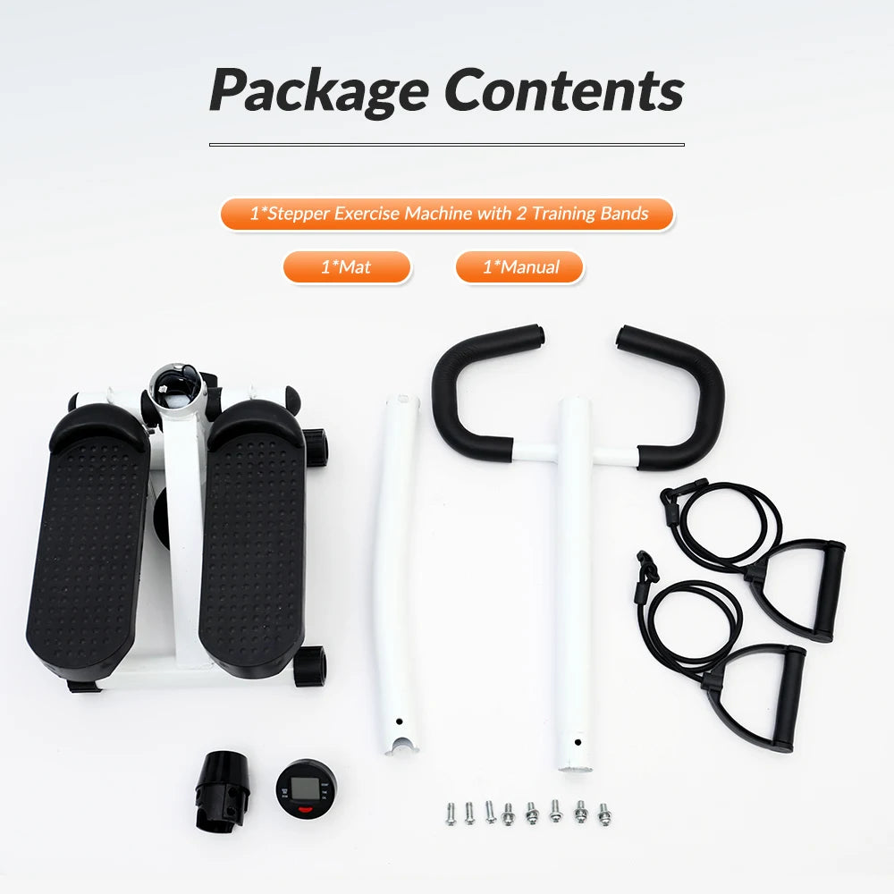 Exercise Stepper Machine LCD Display Handle and Resistance Bands Cycle Machine for Home Gym