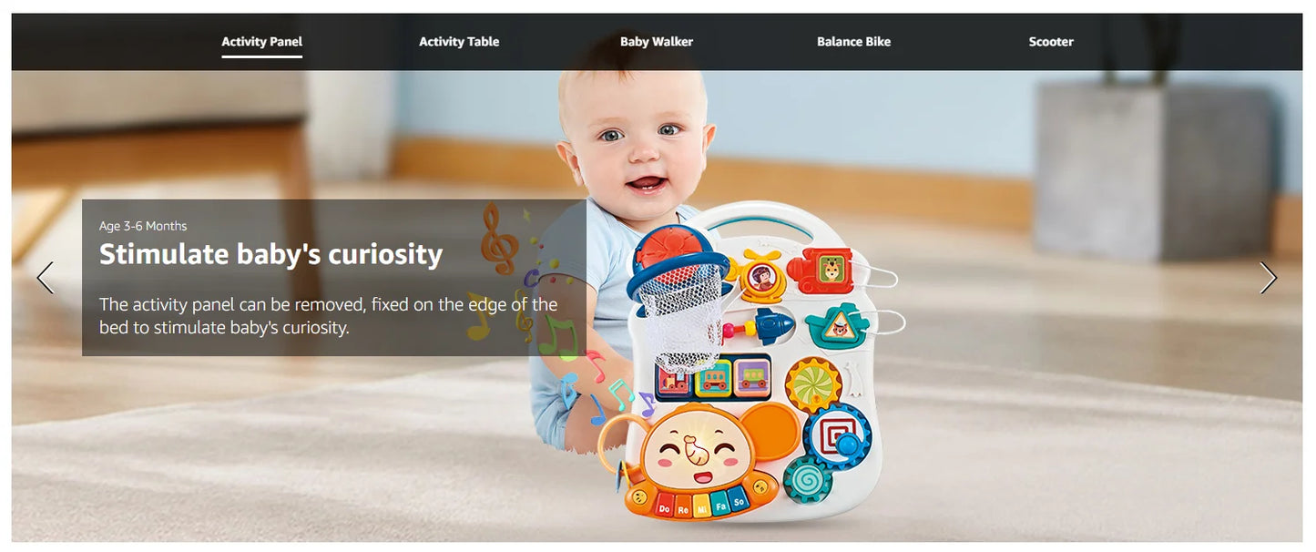 VATOS Baby Walker 5 in 1 Sit to Stand Learning Scooter Balance Bike Push Walker Table Toys with Music for Toddlers and Infant Kids