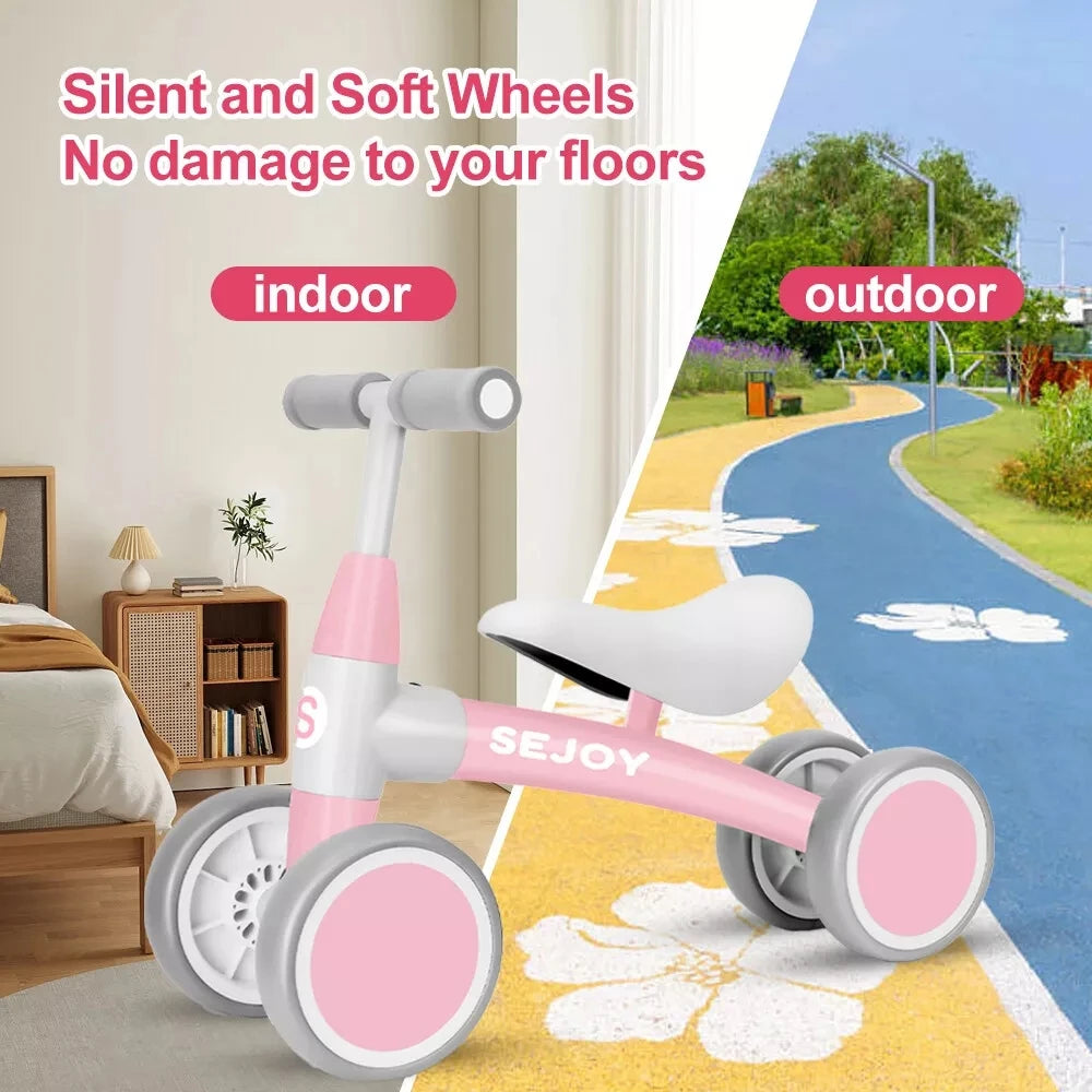 SEJOY Baby Walker Toddler Ride On Balance Bike 4 Wheels Birthday Gifts for Girls and Boys 1-3 Years Old
