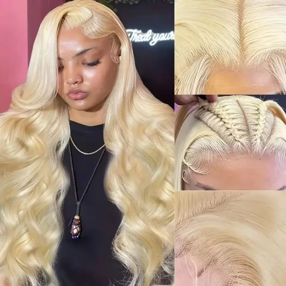 Blonde Body Wave Lace Front Wig HD Transparent 613 40 Inch