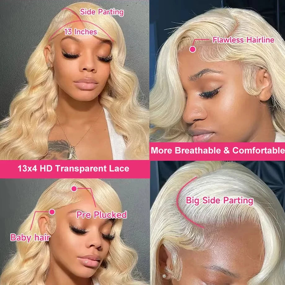 Body Wave 613 Hd Lace Frontal Wig 250 Density Honey Blonde