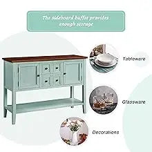 Console Table Sideboard Sofa Entryway Side Table Furniture with Six Drawers and Bottom Shelf for Living Room Home Decor