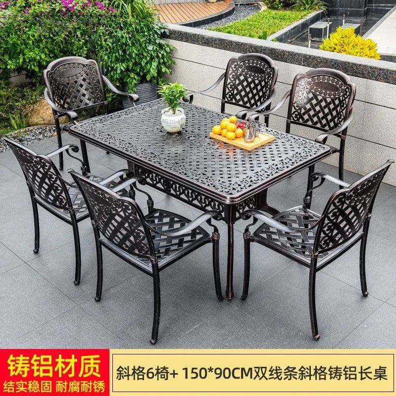 Waterproof Sunscreen Leisure Chairs Outdoor Metal Garden Furniture Set for Patio European Retro Style