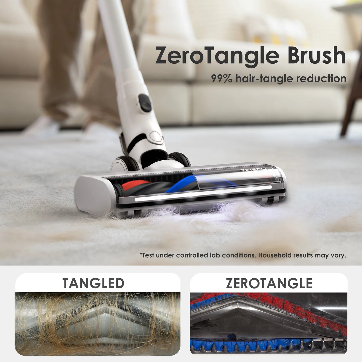 Tineco Pure One S15 Ess Smart Cordless Vacuum Cleaner Stick Brush Deep Clean Hard Floor Carpets Pet Hair Clean LED Light