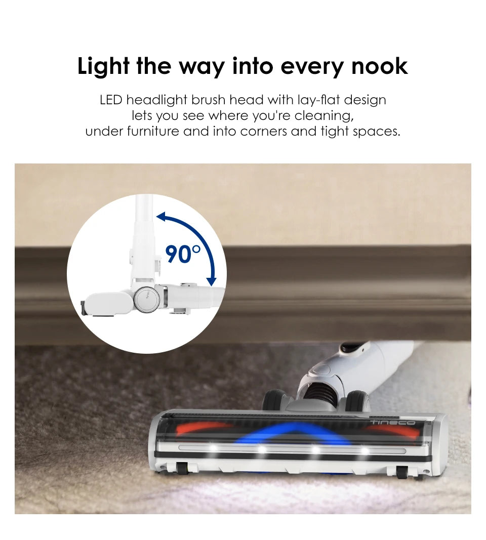 Tineco Pure One S15 Ess Smart Cordless Vacuum Cleaner Stick Brush Deep Clean Hard Floor Carpets Pet Hair Clean LED Light