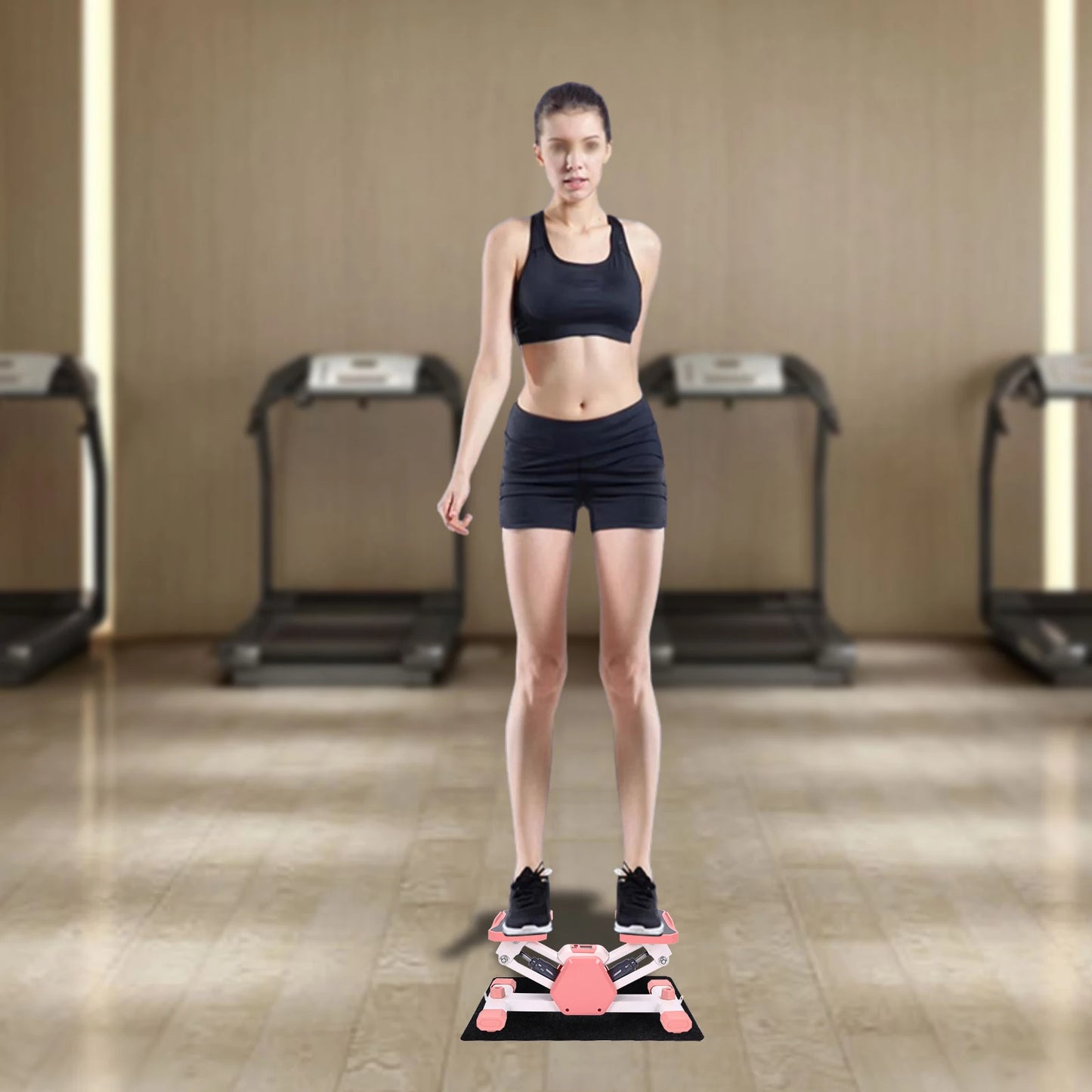 Steppers for Exercise Stair Stepper with Resistance Bands Pink