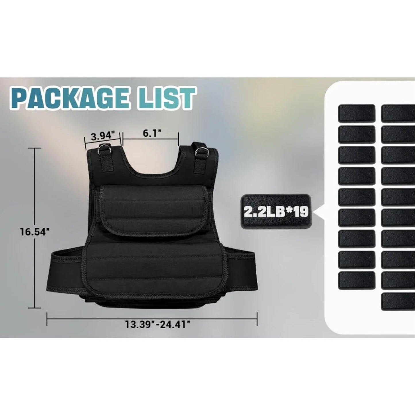 Men's Adjustable 44Lb Weight Vest For Strength Training