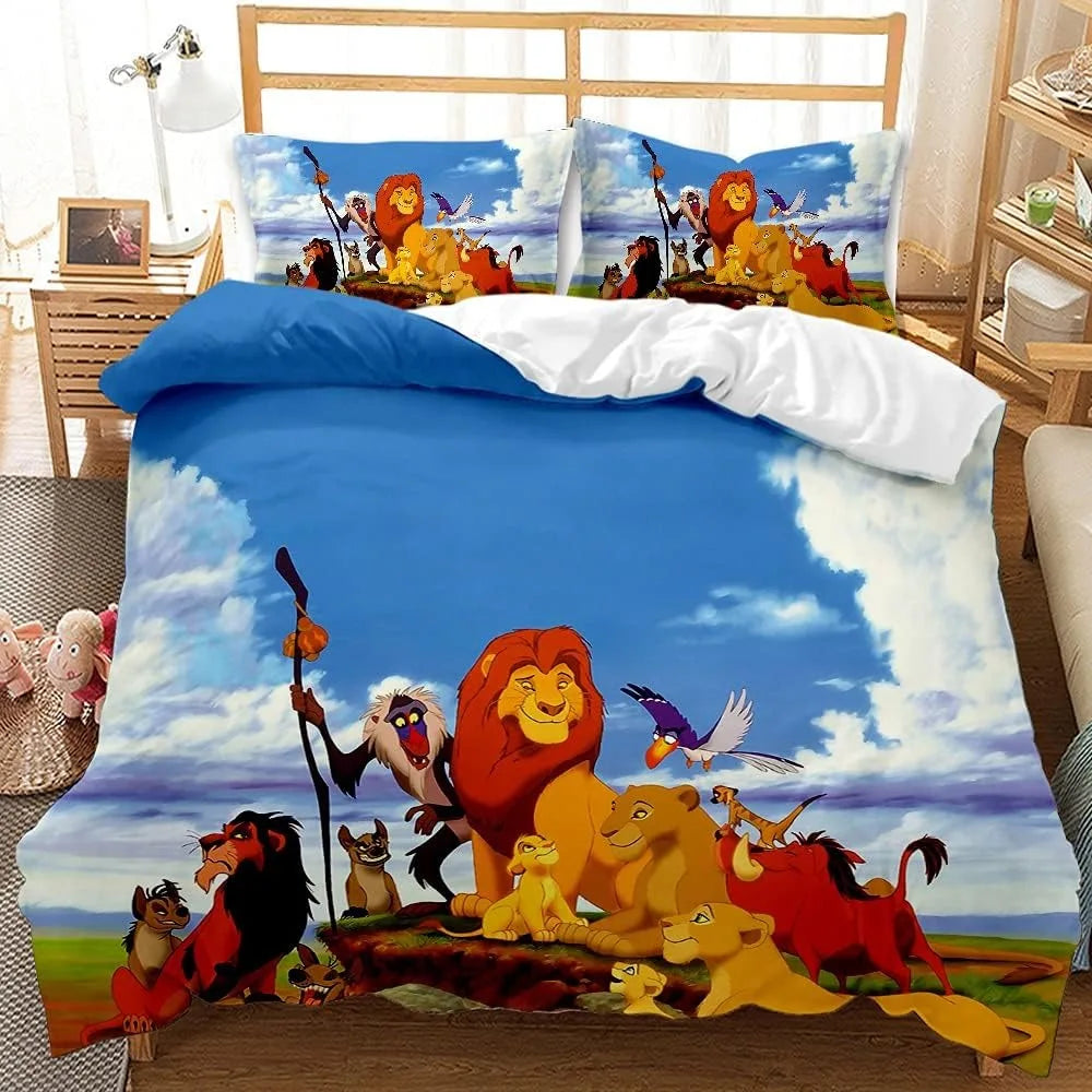 Animation Simba Bedding Set Lion King Bedding Set for Boy Kids Single Twin Size Duvet Cover Kids Teen Gifts