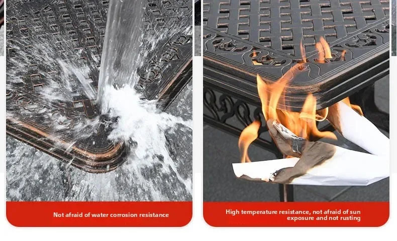 Waterproof Sunscreen Leisure Chairs Outdoor Metal Garden Furniture Set for Patio European Retro Style