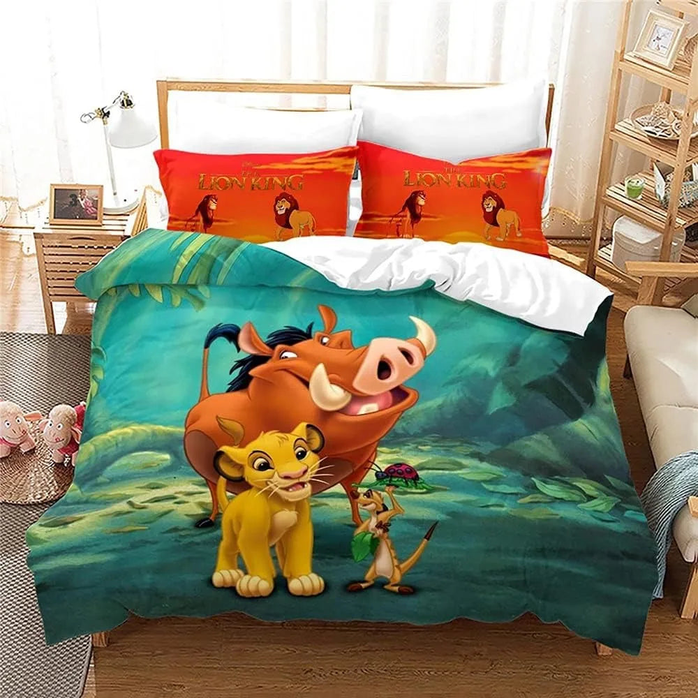Animation Simba Bedding Set Lion King Bedding Set for Boy Kids Single Twin Size Duvet Cover Kids Teen Gifts