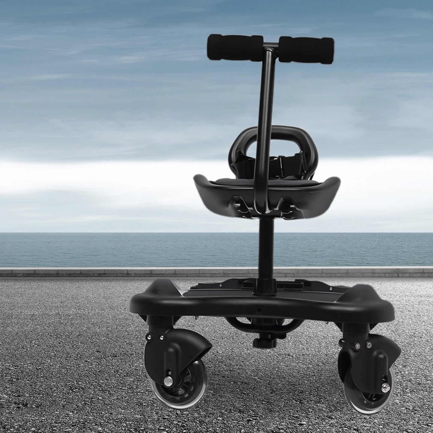 Universal 2-in-1 Stroller Board with Detachable Seat Buggy Board for 2 to 6 Year Olds Toddler Attachment Step Stand Ride-On Pedal