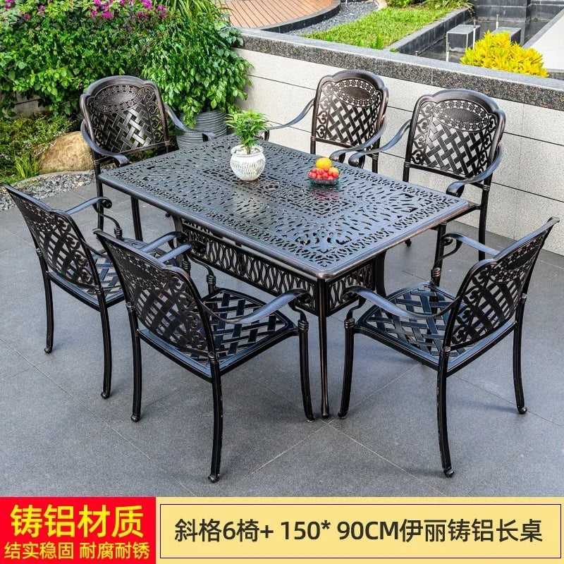 Waterproof Sunscreen Leisure Chairs Outdoor Metal Garden Furniture Set for Patio European Retro Style