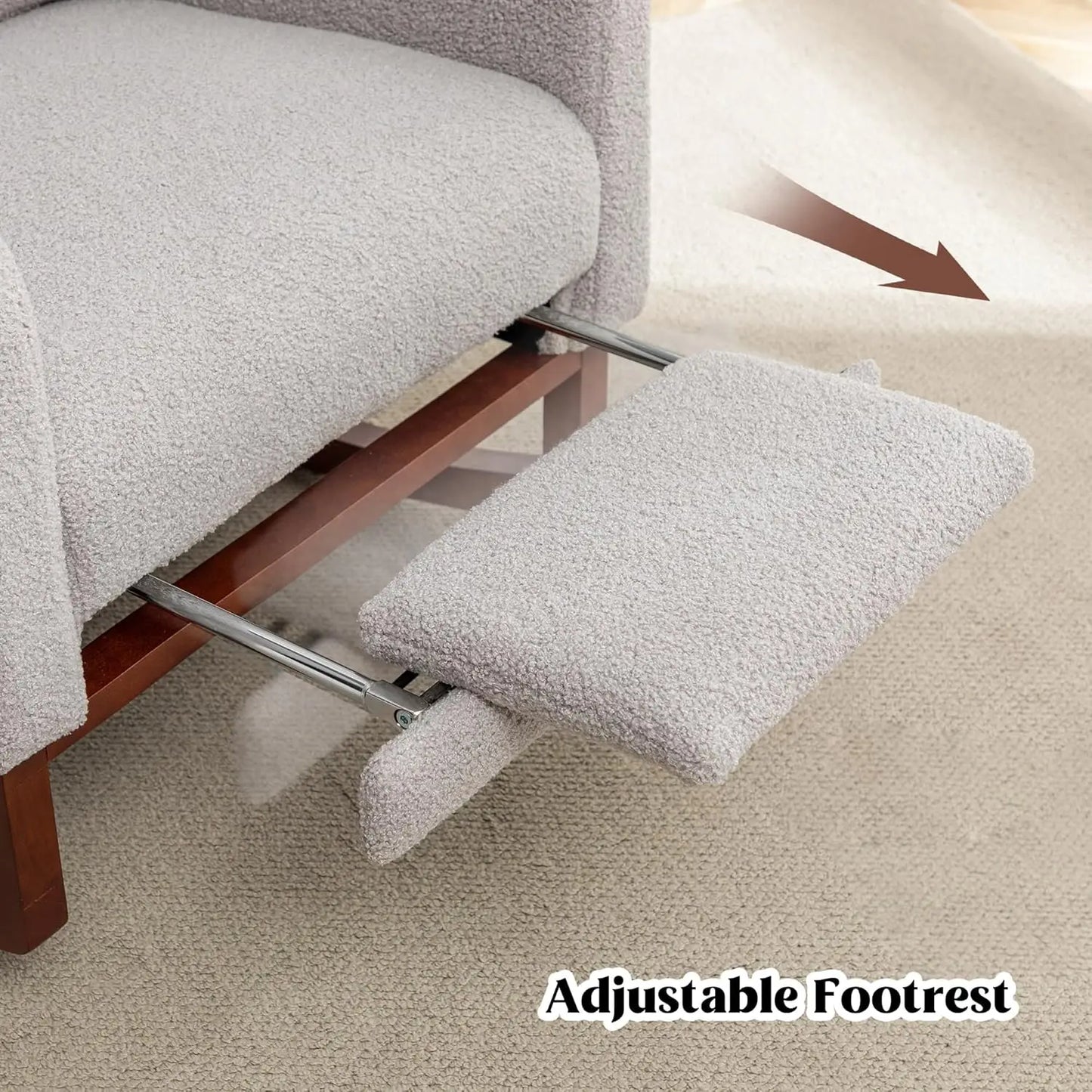 Rocking Chair Nursery with Foot Rest Wingback Nursery Rocking Chairs Teddy Nursing Glider Rocker Chair with Pillow and Adjustable Footrest