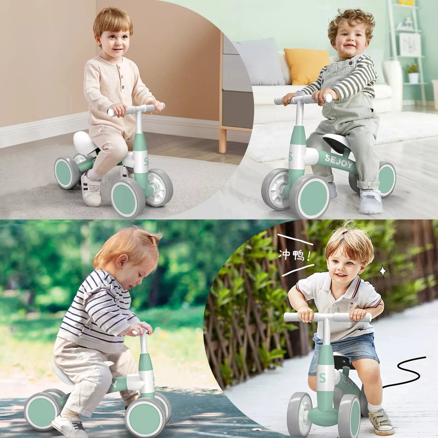 SEJOY Baby Walker Toddler Ride On Balance Bike 4 Wheels Birthday Gifts for Girls and Boys 1-3 Years Old