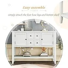 Console Table Sideboard Sofa Entryway Side Table Furniture with Six Drawers and Bottom Shelf for Living Room Home Decor