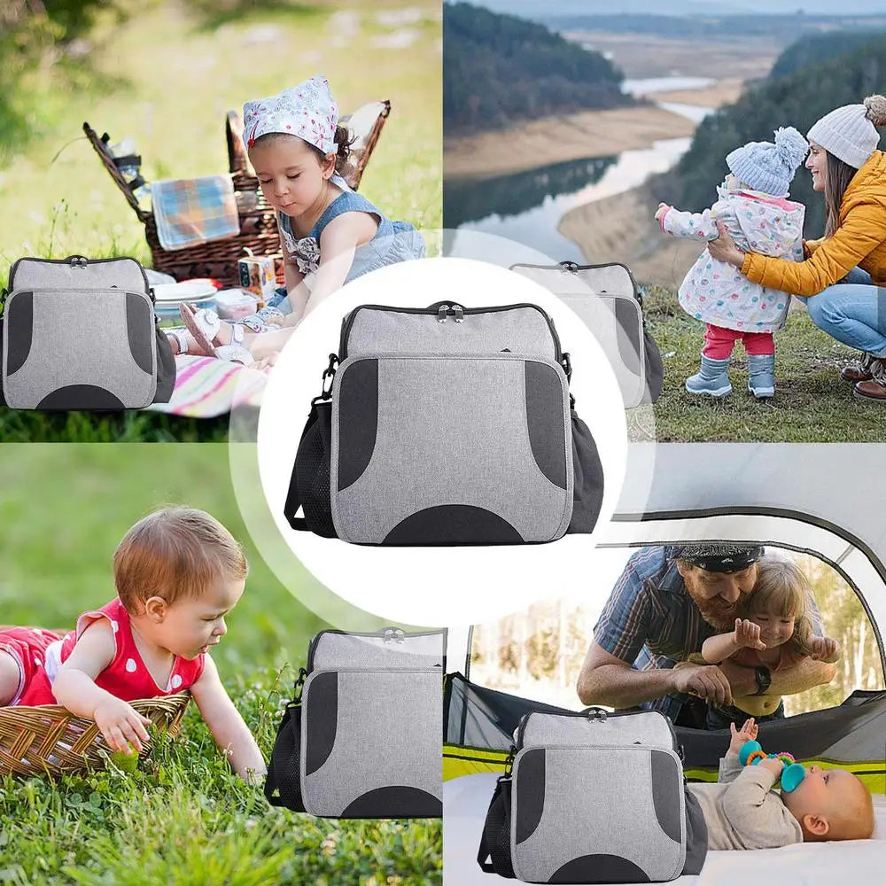 Baby Diaper Bag 2-in-1 Foldable Booster Seat And Diaper Pouch Large Capacity Organizer For Travel