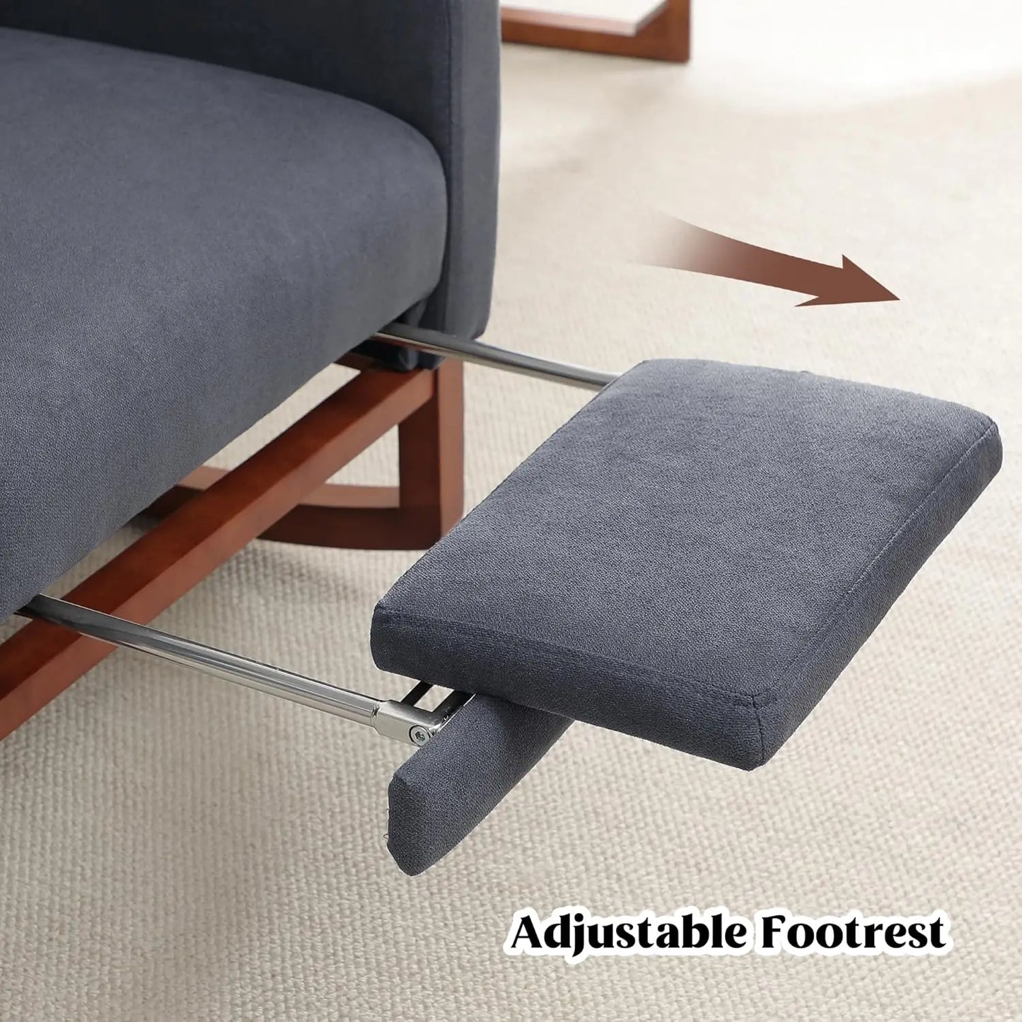 Rocking Chair Nursery with Foot Rest Wingback Nursery Rocking Chairs Teddy Nursing Glider Rocker Chair with Pillow and Adjustable Footrest