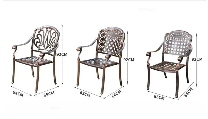 Waterproof Sunscreen Leisure Chairs Outdoor Metal Garden Furniture Set for Patio European Retro Style