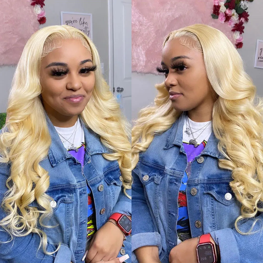 Blonde Body Wave Lace Front Wig HD Transparent 613 40 Inch
