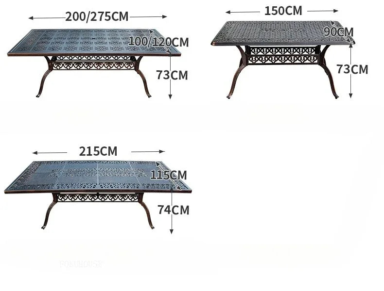 Waterproof Sunscreen Leisure Chairs Outdoor Metal Garden Furniture Set for Patio European Retro Style