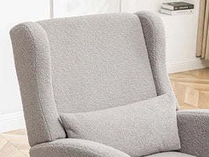 Rocking Chair Nursery with Foot Rest Wingback Nursery Rocking Chairs Teddy Nursing Glider Rocker Chair with Pillow and Adjustable Footrest