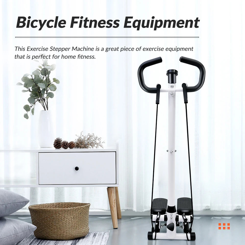 Exercise Stepper Machine LCD Display Handle and Resistance Bands Cycle Machine for Home Gym