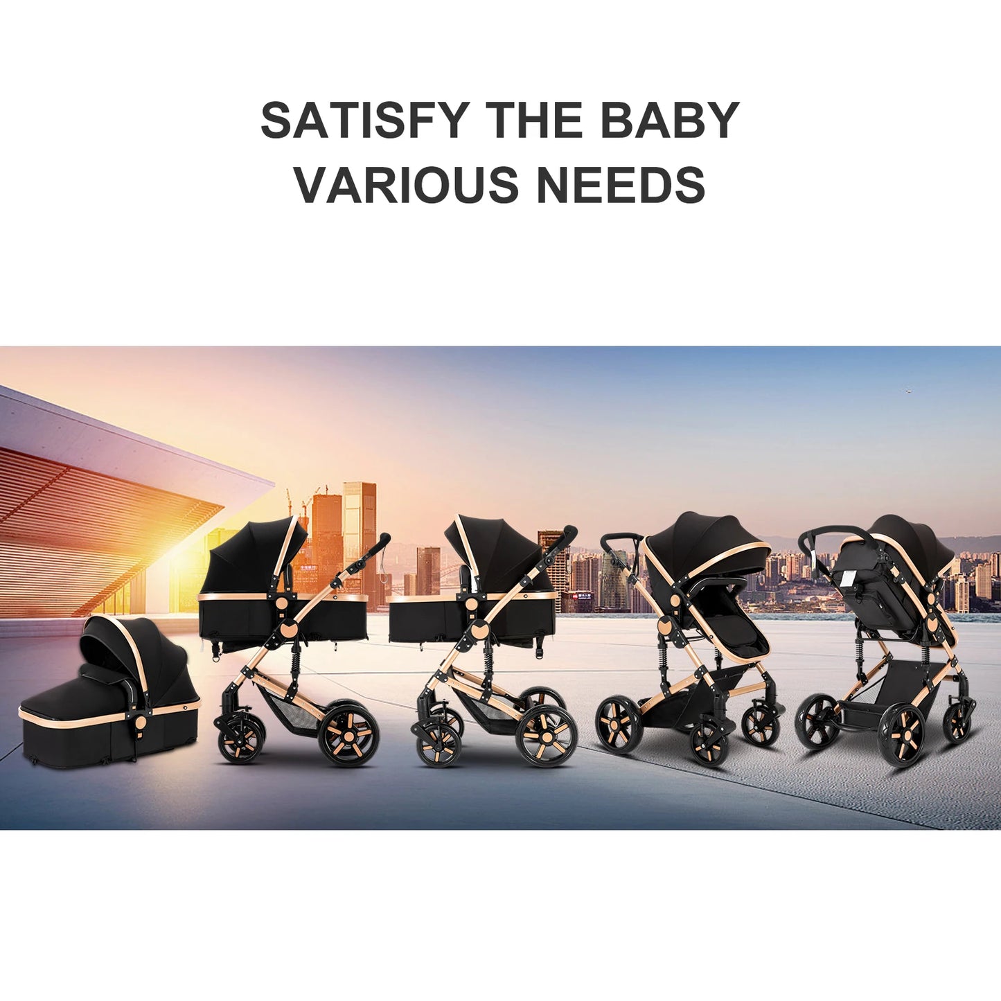 High Quality Newborn Lightweight Baby Stroller 3 in 1 ISOfix