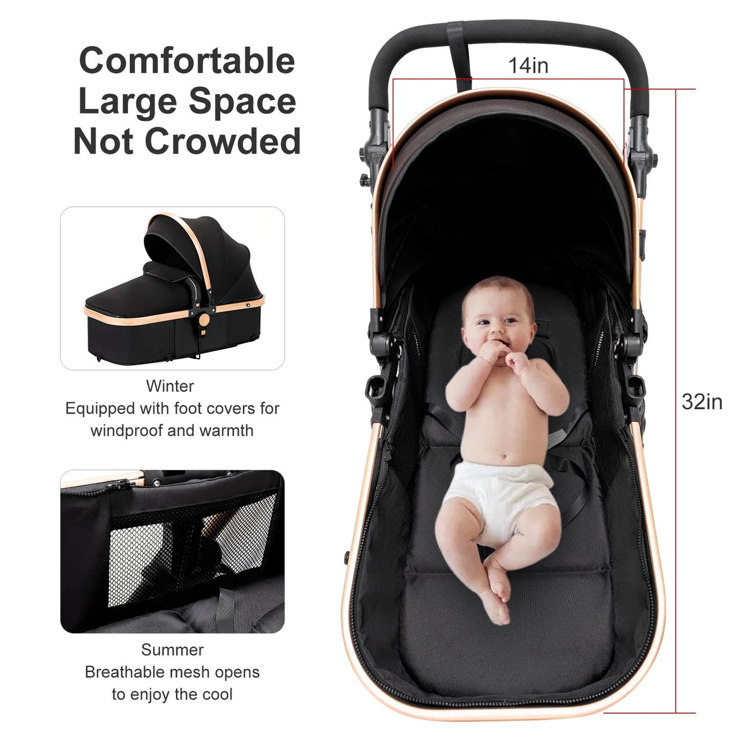 High Quality Newborn Lightweight Baby Stroller 3 in 1 ISOfix