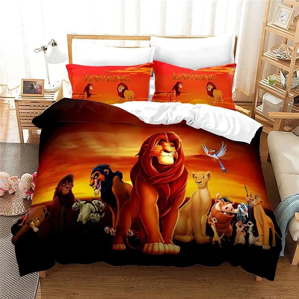 Animation Simba Bedding Set Lion King Bedding Set for Boy Kids Single Twin Size Duvet Cover Kids Teen Gifts