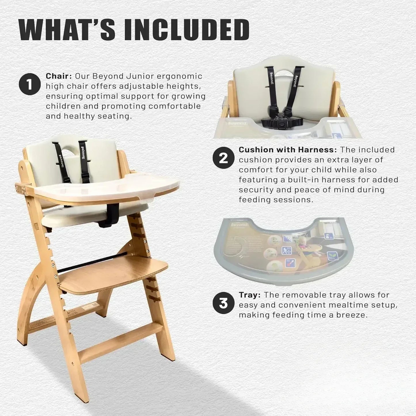 New Home USA 3 in 1 Convertible Wooden High Chair for Babies and Toddlers Portable Natural Wood Grey 6 Months to 250 Pounds