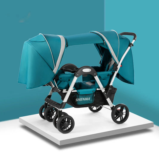 Twins Baby Stroller Can Sit And Lie Down Folding Lightweight
