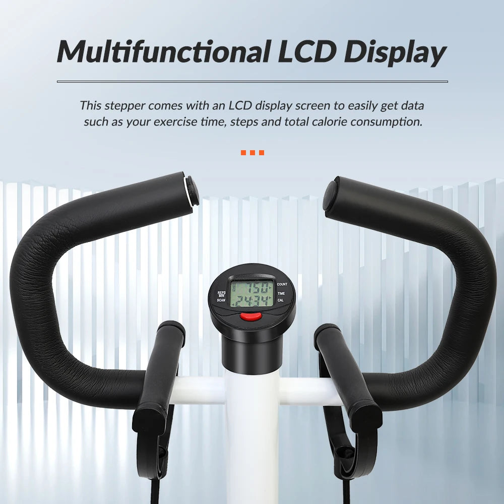 Exercise Stepper Machine LCD Display Handle and Resistance Bands Cycle Machine for Home Gym
