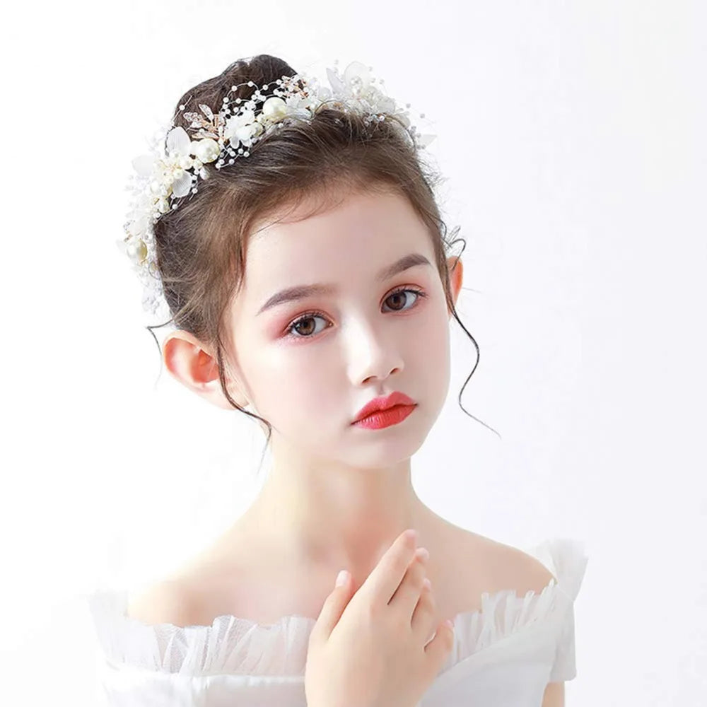 Headband Wedding Flower Girls Rhinestone Pearl Crystal Beads