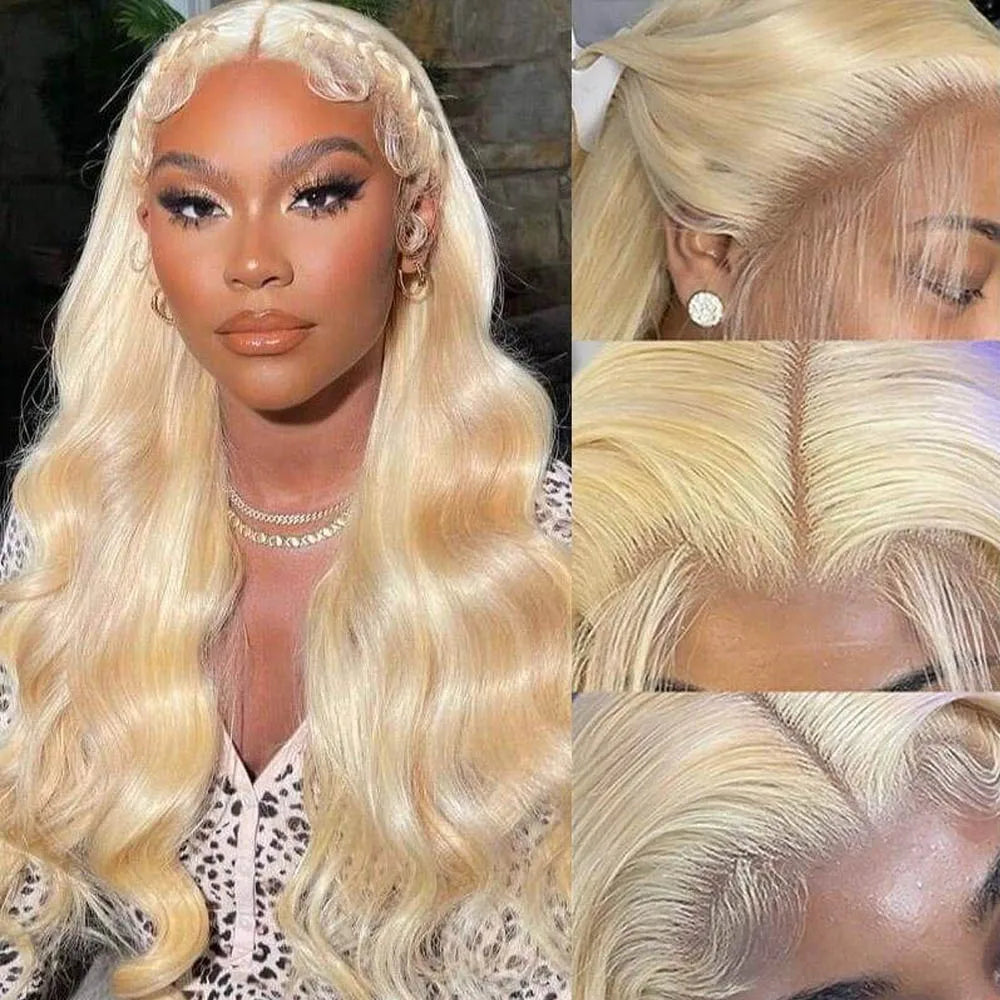 Blonde Body Wave Lace Front Wig HD Transparent 613 40 Inch