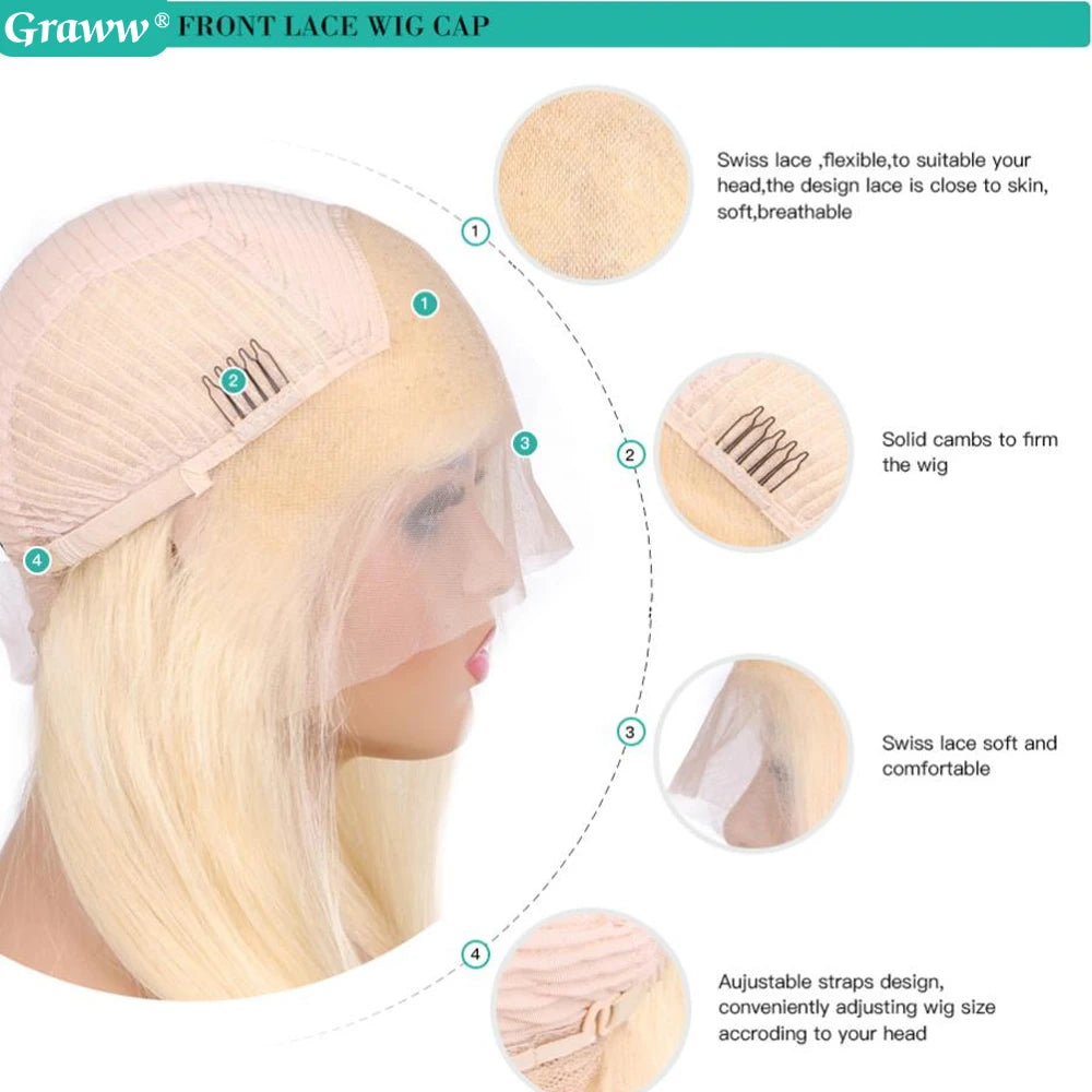 Blonde Body Wave Lace Front Wig HD Transparent 613 40 Inch