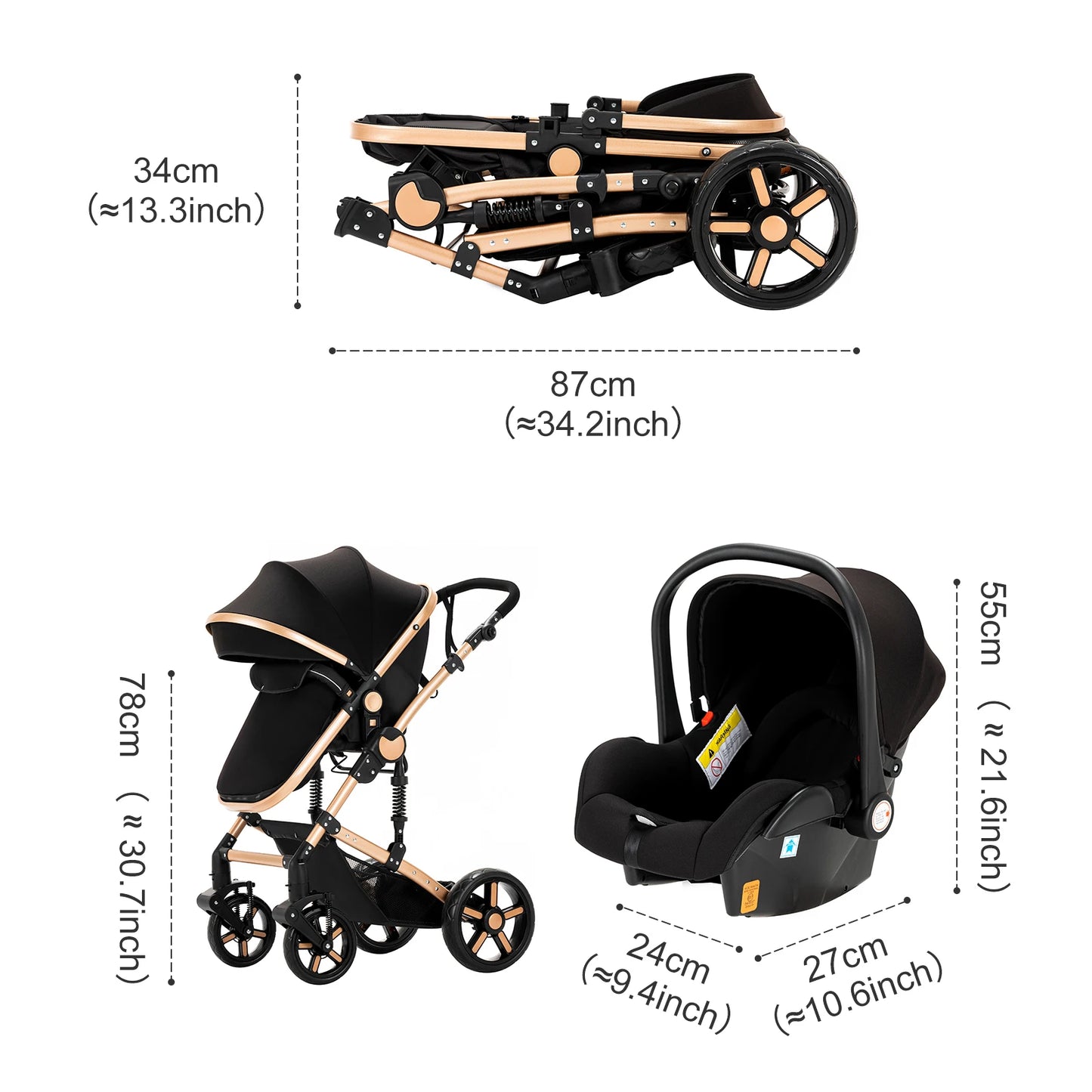 High Quality Newborn Lightweight Baby Stroller 3 in 1 ISOfix