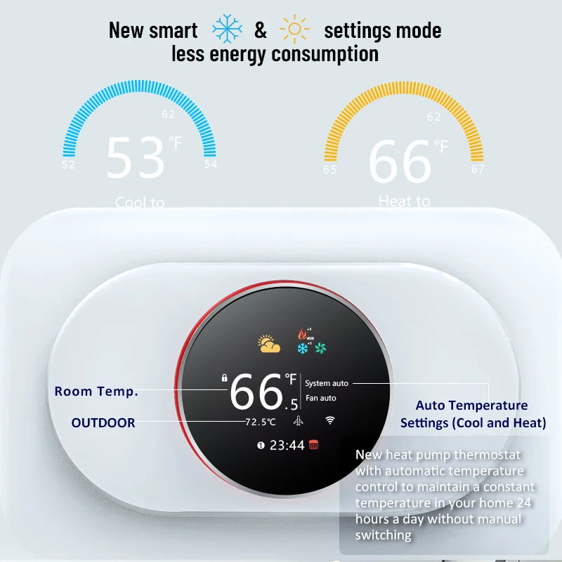 Beca Weekly Programmable Matter Smart Home Thermostat With TFT LCD Display Floor Heating Thermostat Alexa Google Assistant
