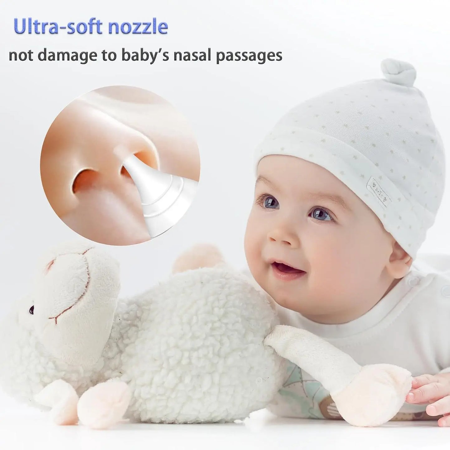 Baby Electric Nasal Aspirator Nose Suction Device with Food Grade Silicone Mouthpiece 3 Suction Modes