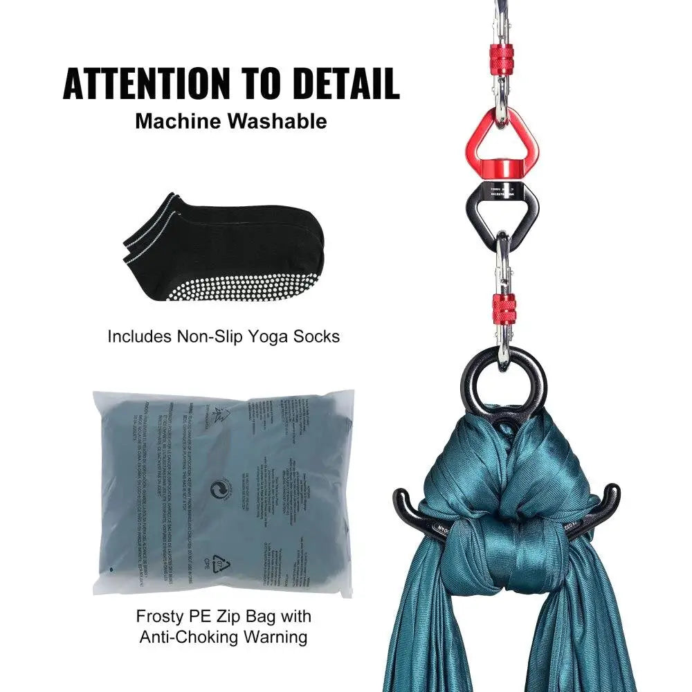 Aerial Silk Yoga Swing Kit 8.7 Yards Nylon Hammock Green