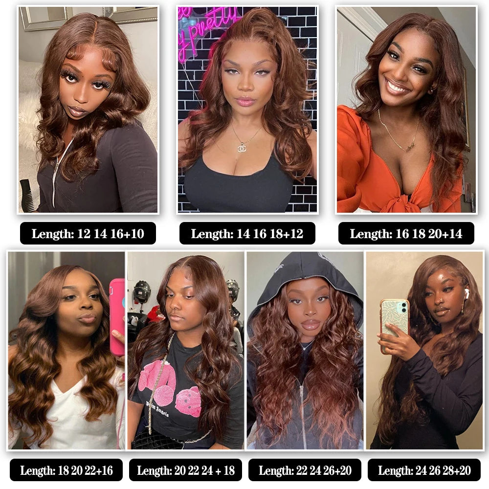 10A Brazilian Body Wave Bundles with 4x4 Lace Closure Brown Blonde Human Hair Remy 3/4 Bundles