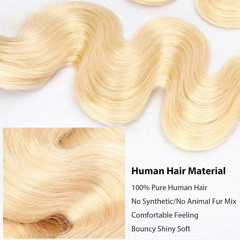 30 50Inch Colored Blonde 613 Body Wave Bundles Human Hair