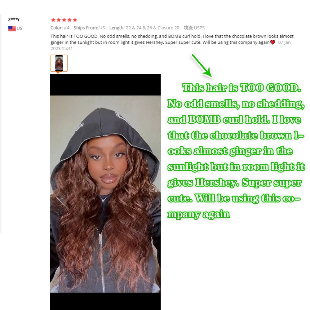 10A Brazilian Body Wave Bundles with 4x4 Lace Closure Brown Blonde Human Hair Remy 3/4 Bundles