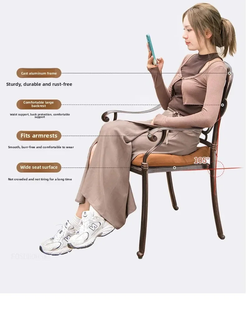 Waterproof Sunscreen Leisure Chairs Outdoor Metal Garden Furniture Set for Patio European Retro Style